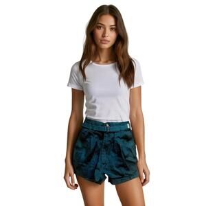 LicoRice X Vintage Black High Rise Pleated Ramie Shorts Womens 29